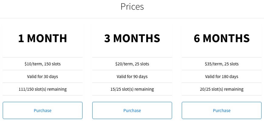 first month, third month, and 6 months price points through Selly's website.
