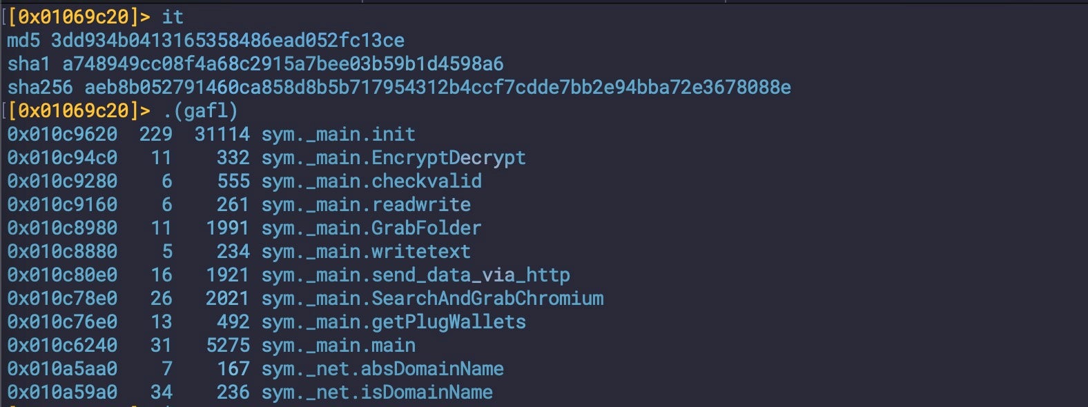 Stealer functions in a Go binary (a748949cc08f4a68c2915a7bee03b59b1d4598a6)