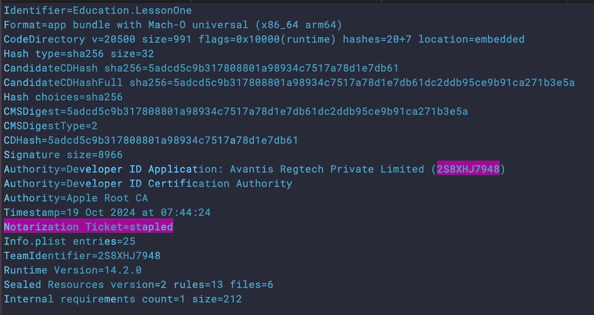 Code signing details for the Hidden Risk Behind New Surge of Bitcoin Price.app