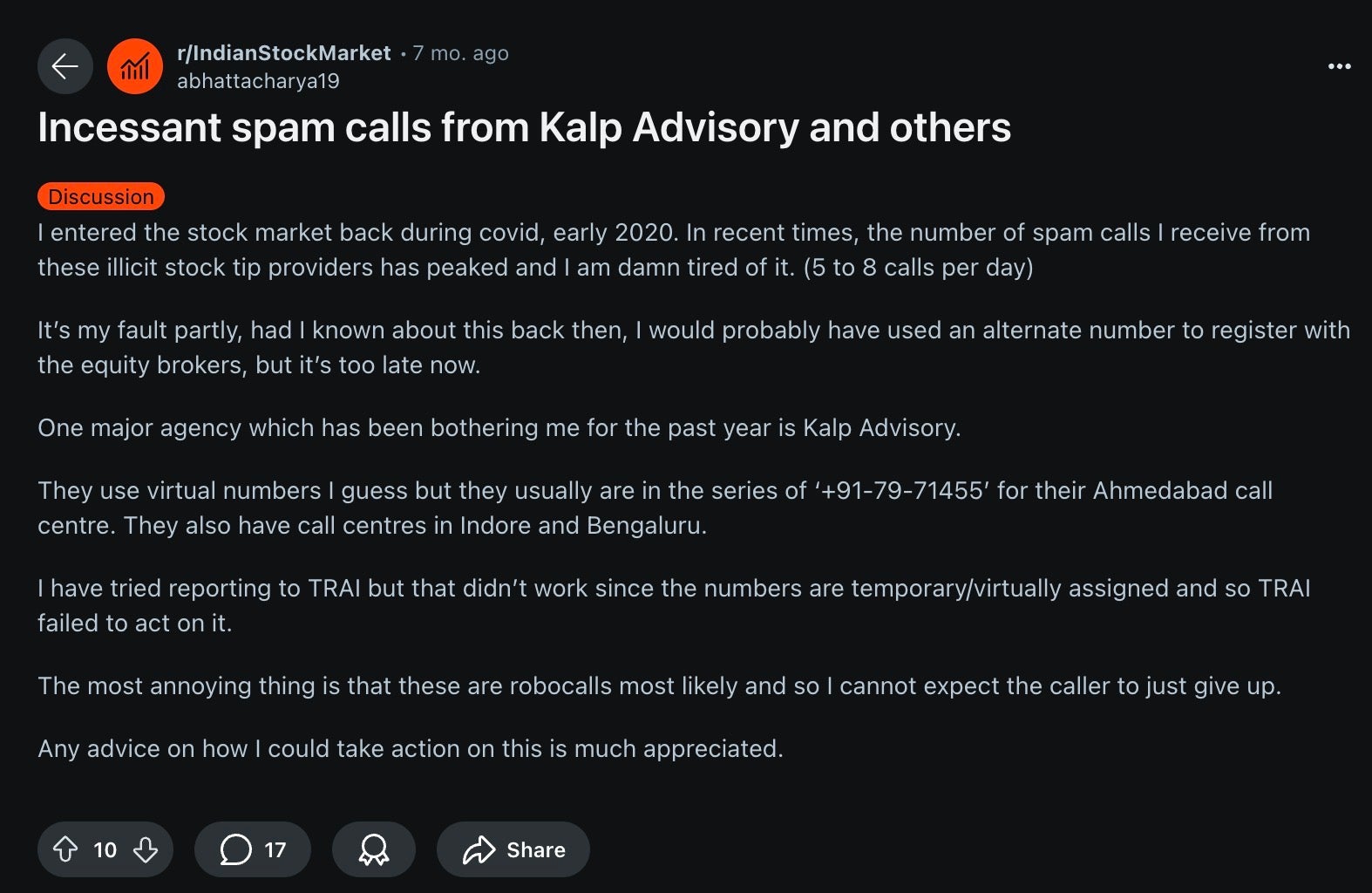 Social media users complain about spam calls from Kalp Advisory