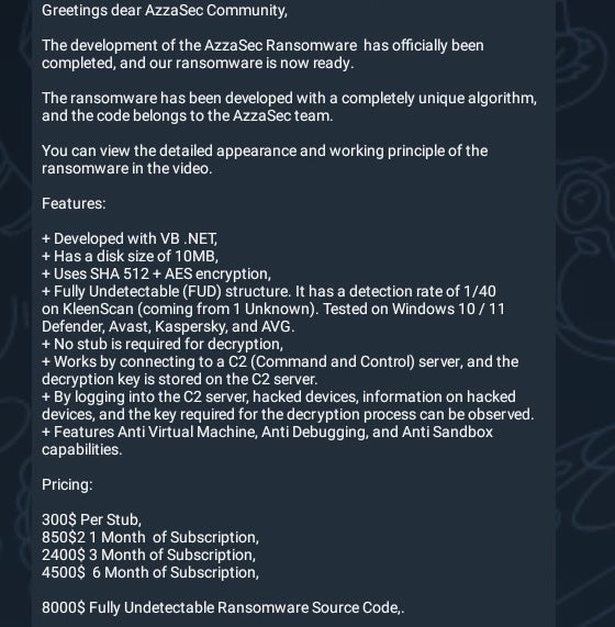 June 2024 Release of AzzaSec Ransomware