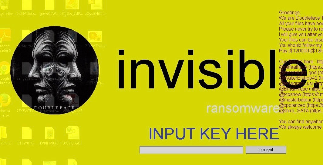 Invisible/Doubleface ransomware wallpaper