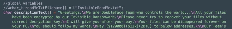 Invisible Ransom ransom note template in “ransom.cpp”