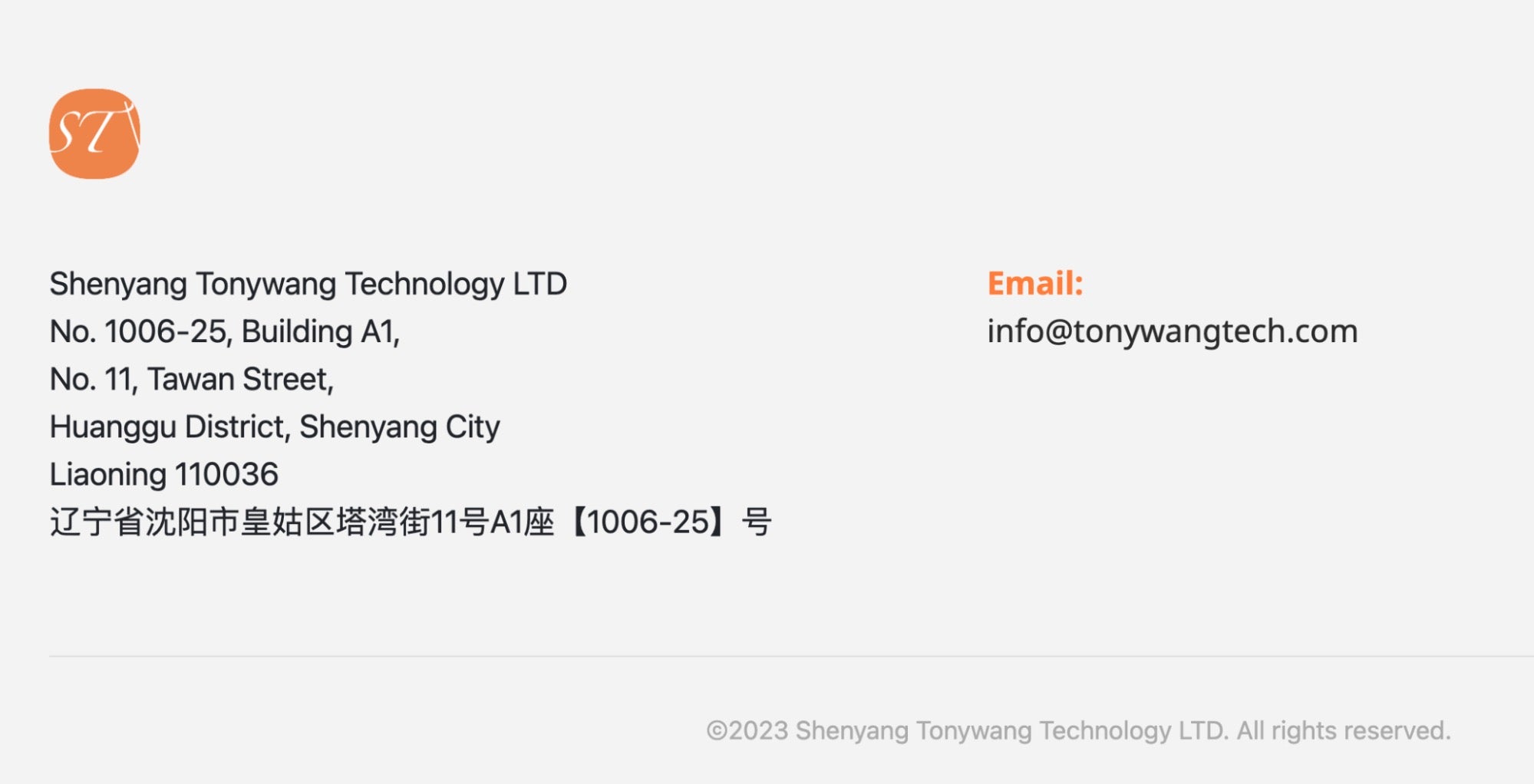 tonywangtech[.]com listed address and contact details