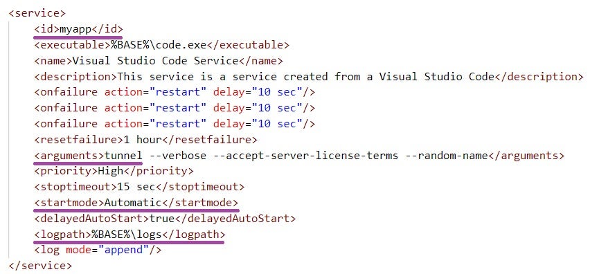 winsw configuration file