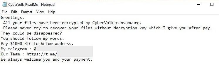 CyberVolk ransom note