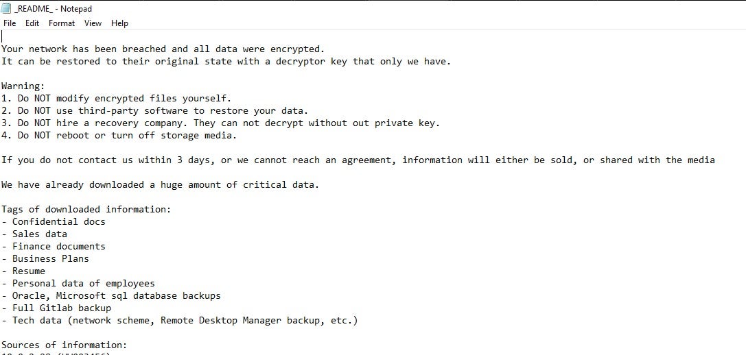 Morpheus Ransom note displayed post-encryption