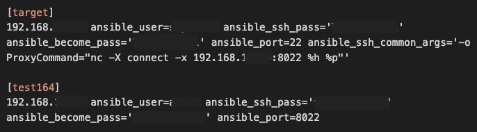 Ansible commands from leaked file used to access infrastructure