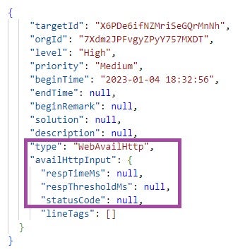 Metadata on the WebAvailHttp event